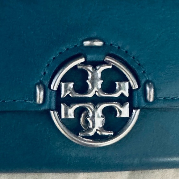 TORY BURCH Mini Miller Leather Flap Wallet blue-brand new without tags - Picture 3 of 8